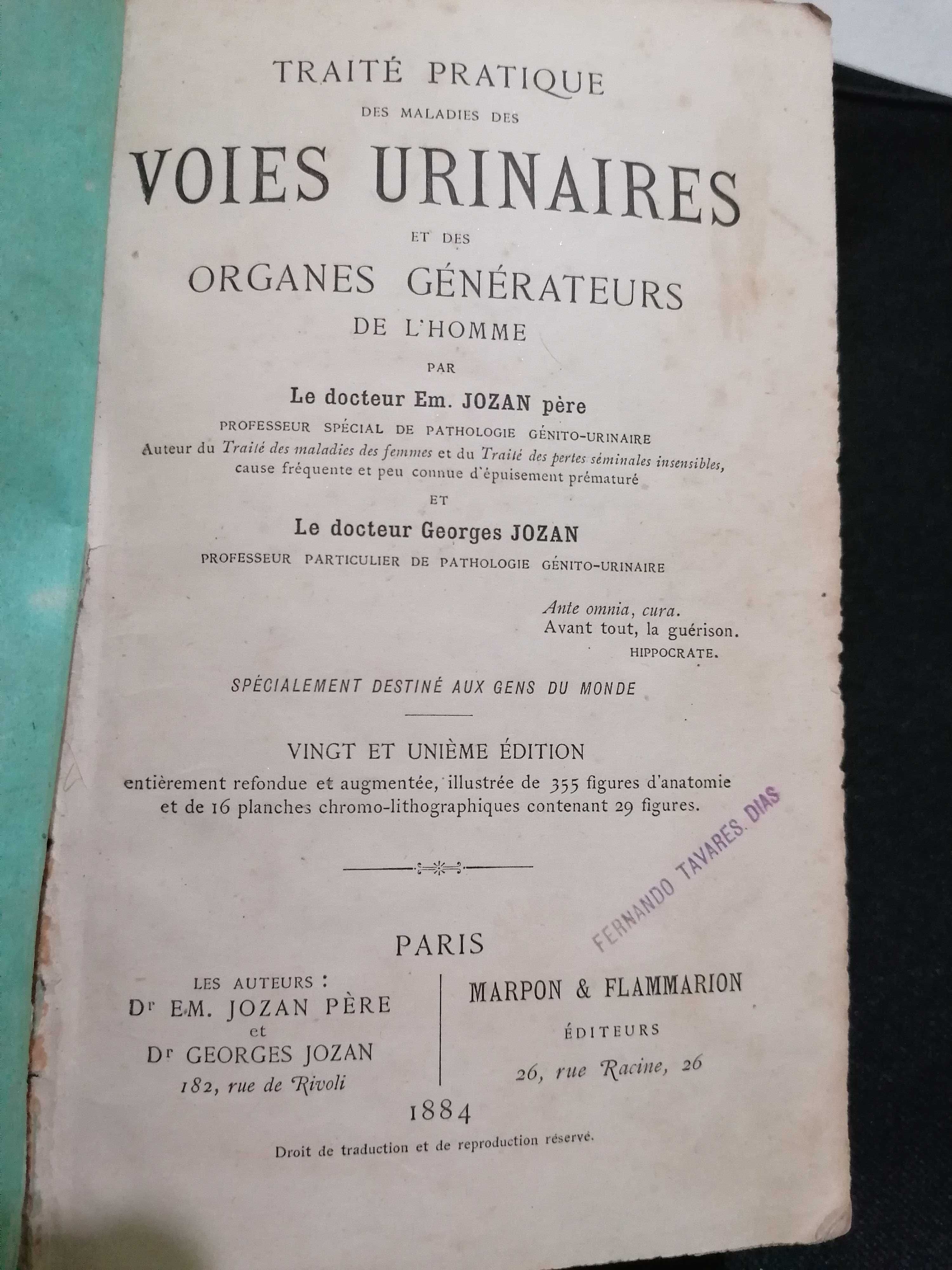 Traité Pratique des Maladies des Voies Urinaires, par Jozan Pére ,1884