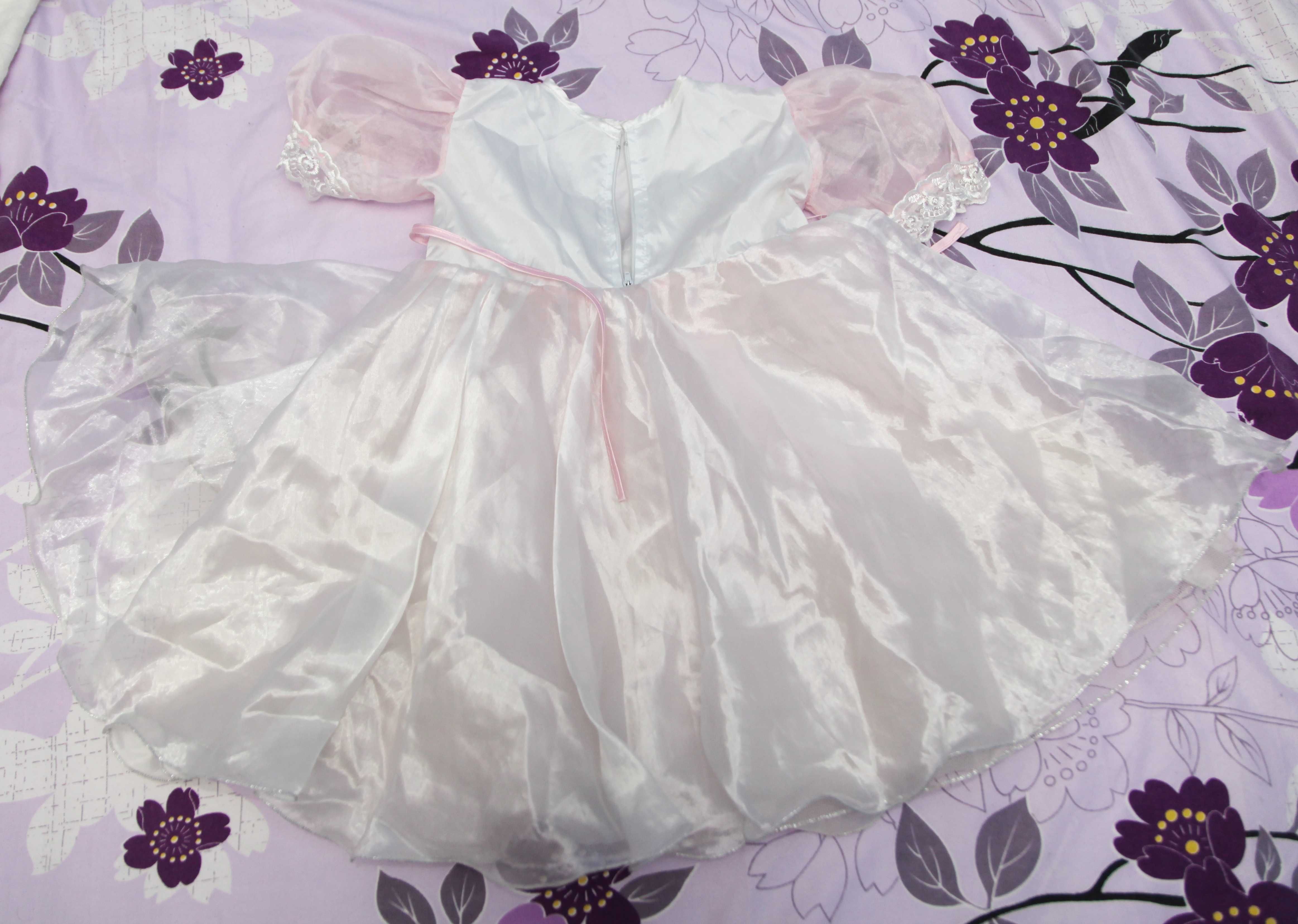 Сукня сніжинка біла-рожеве, платье снежинка на девочку