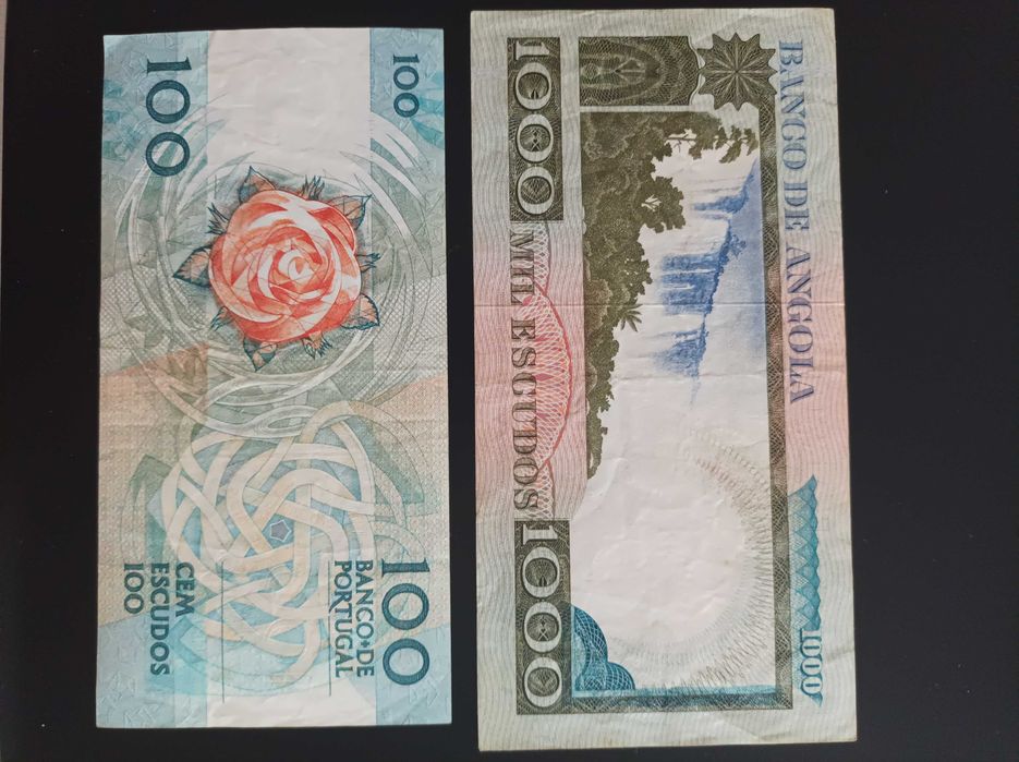 1000 escudos Luiz de Camões Angola + 100 escudos Fernando Pessoa.