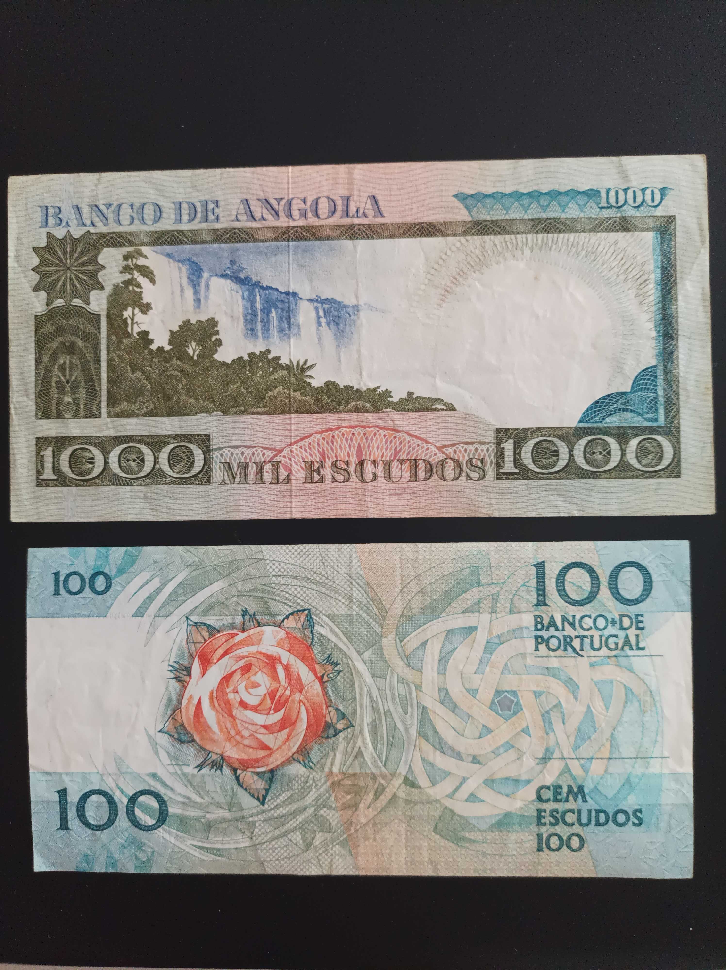 1000 escudos Luiz de Camões Angola + 100 escudos Fernando Pessoa.