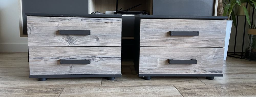 Szafka nocna do sypialni x2 z szufladami industrial loft