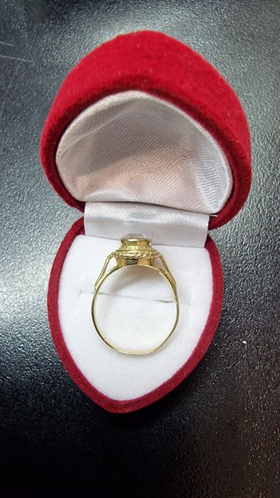 ZŁOTY pierścionek 14K pr.585 duże białe oczko Komis Madej Sosnowiec