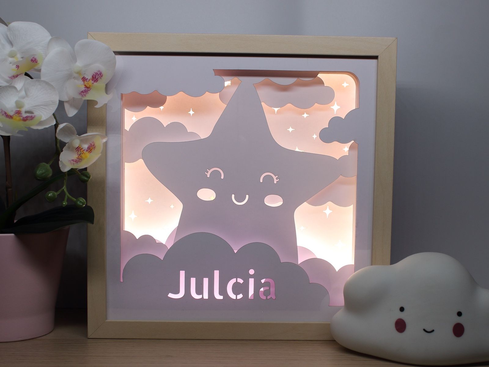 Lampka Nocna Ramka 3D Shadow Box LED Gwiazdka