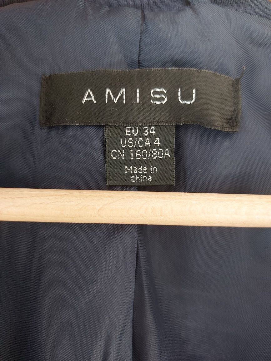 Granatowa bawełniana marynarka żakiet Amisu r. 34