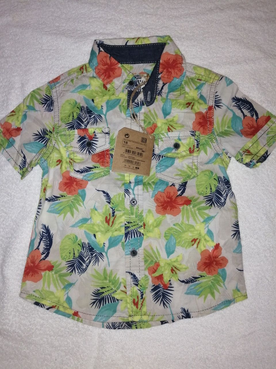 New рубашка гавайка на лемо море с пальмами 18мес Турция