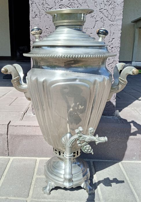 Самовар царский, латунный, фабрики братьев Воронцовых, на дровах