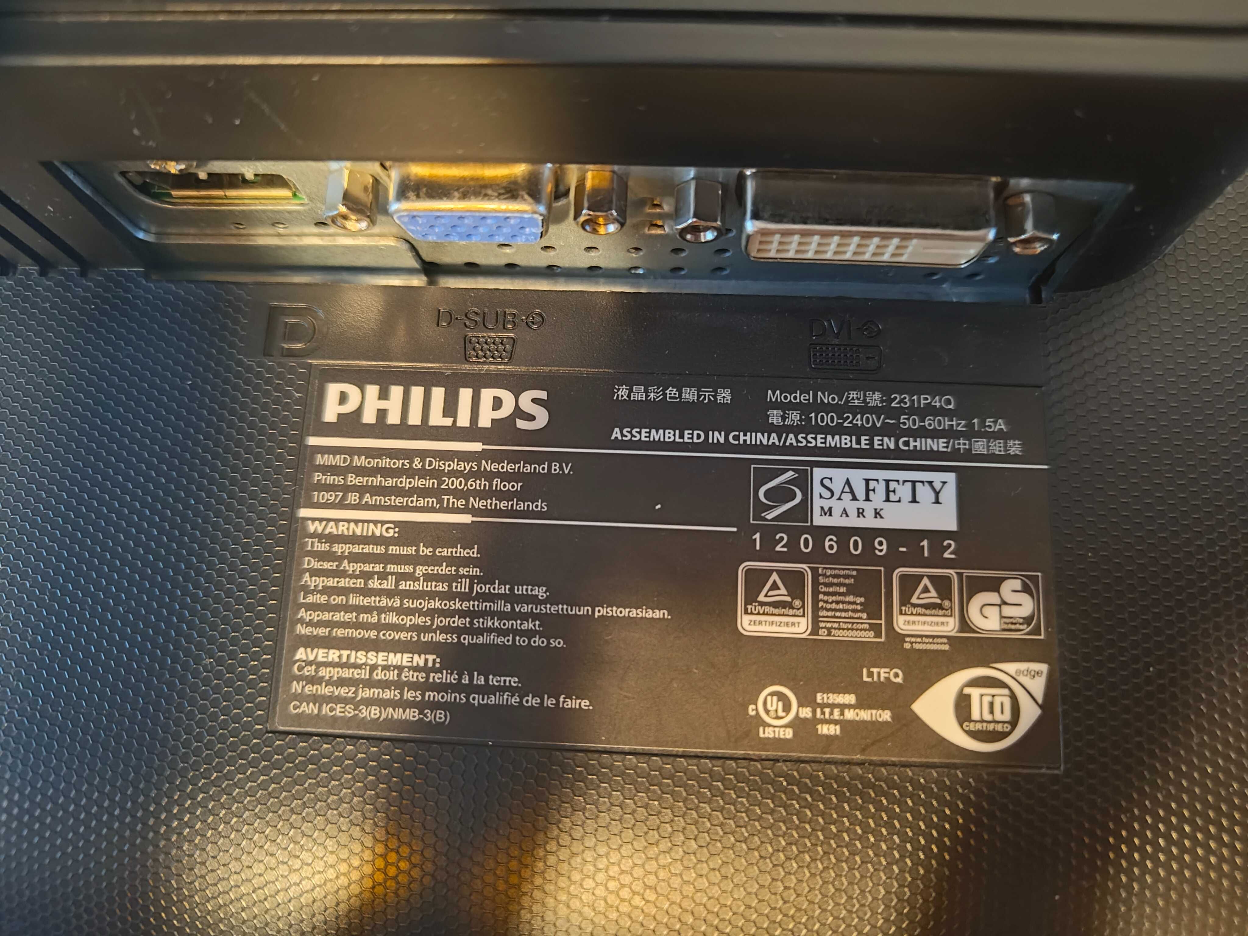 Monitor LCD Philips 231P4Q 23 " 1920 x 1080 px IPS / PLS
