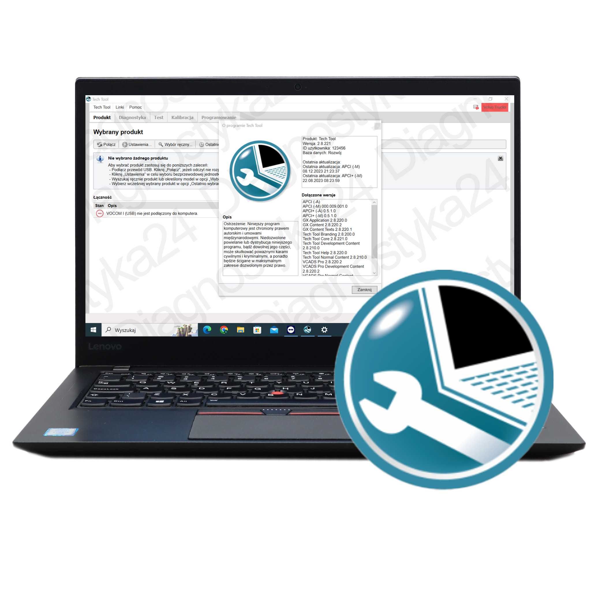 Tech Tool PTT 2.8.221 Vocom Nowa Wersja + Laptop Lenovo T460S 8GB i5