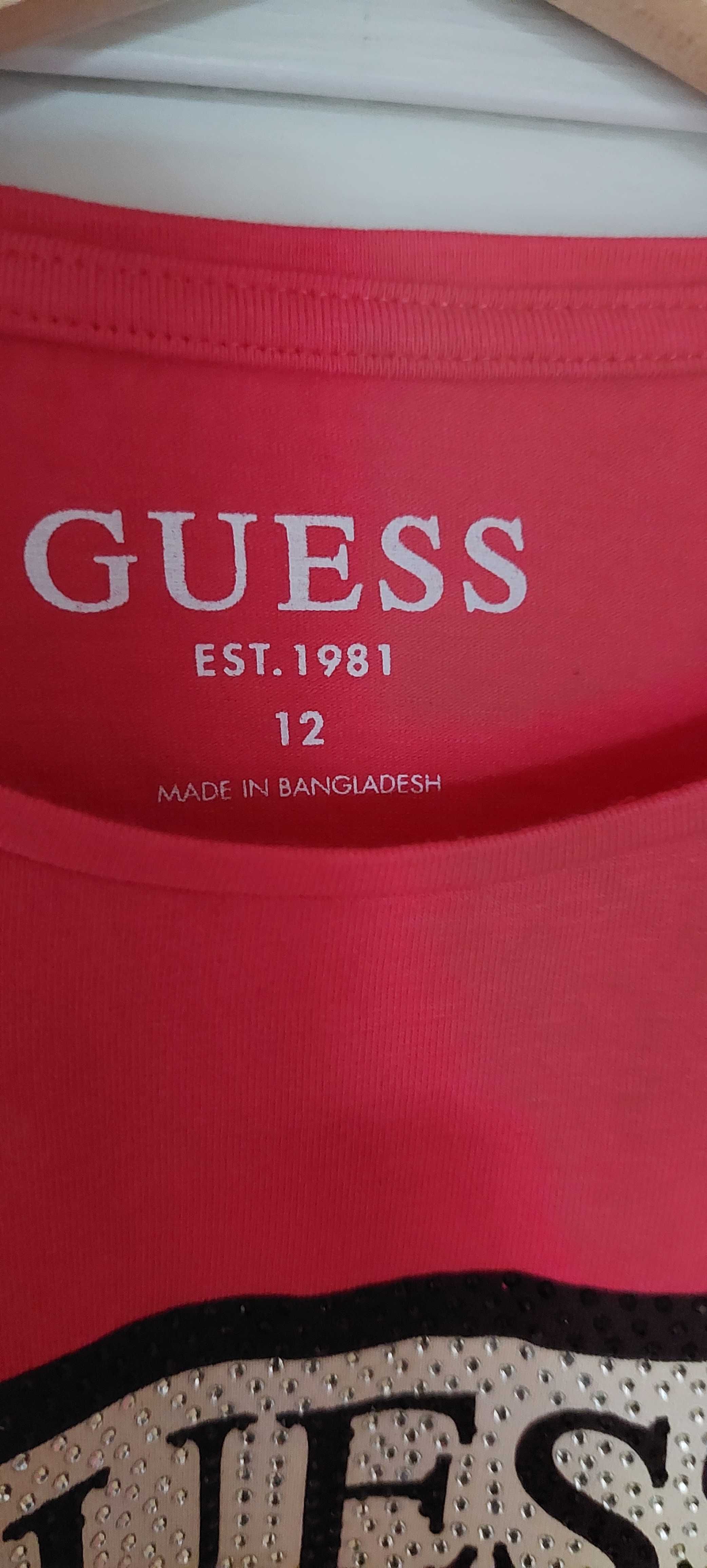 Guess czerwona bluzka z logo cyrkonie r.146/ 152 nowa