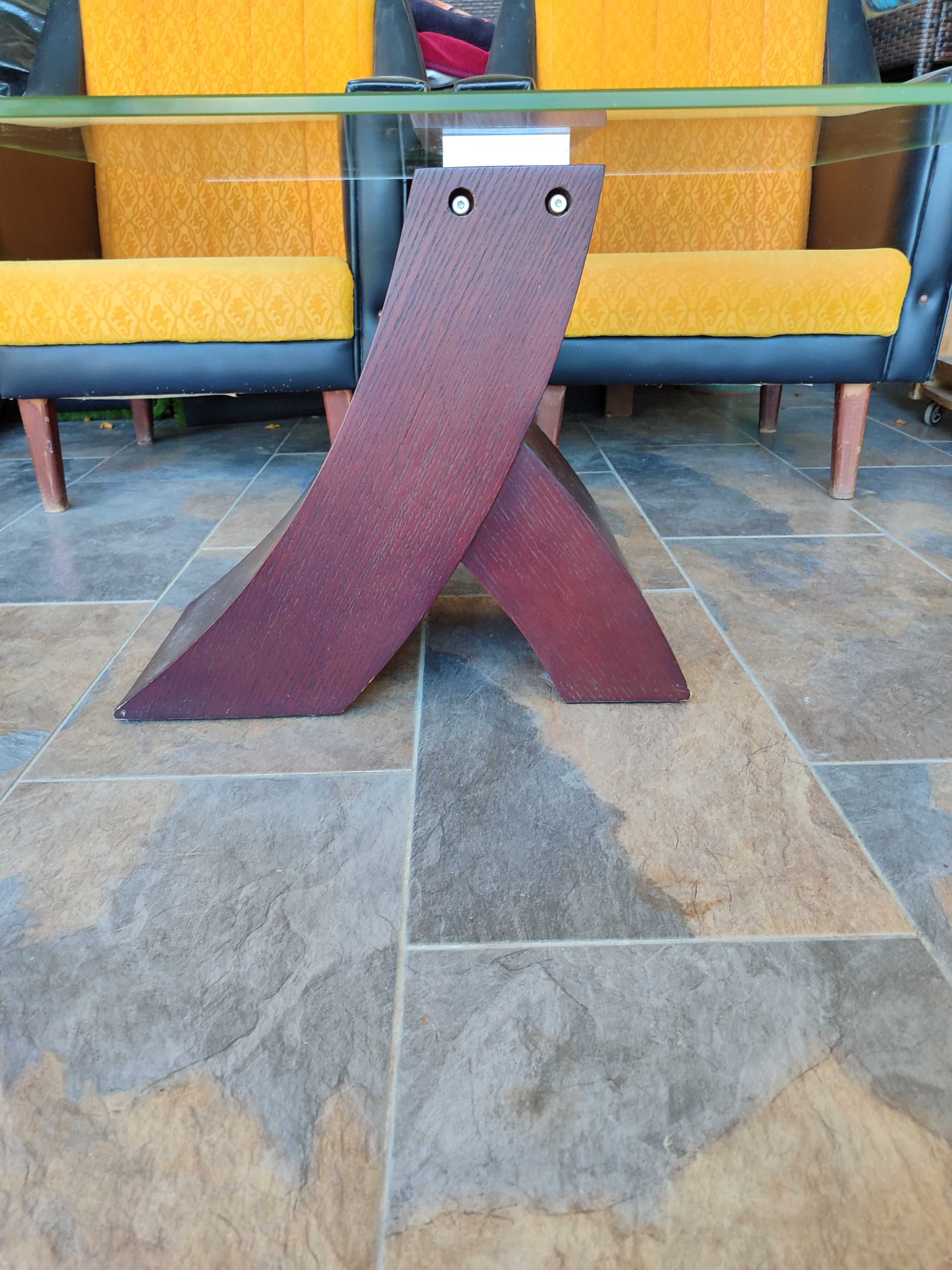 Mesa Centro Wenge e tampo em vidro 70x70x45