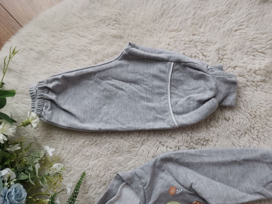 Bawełniany dres chłopięcy szary w zwierzątka rozm. 68 marki Artex