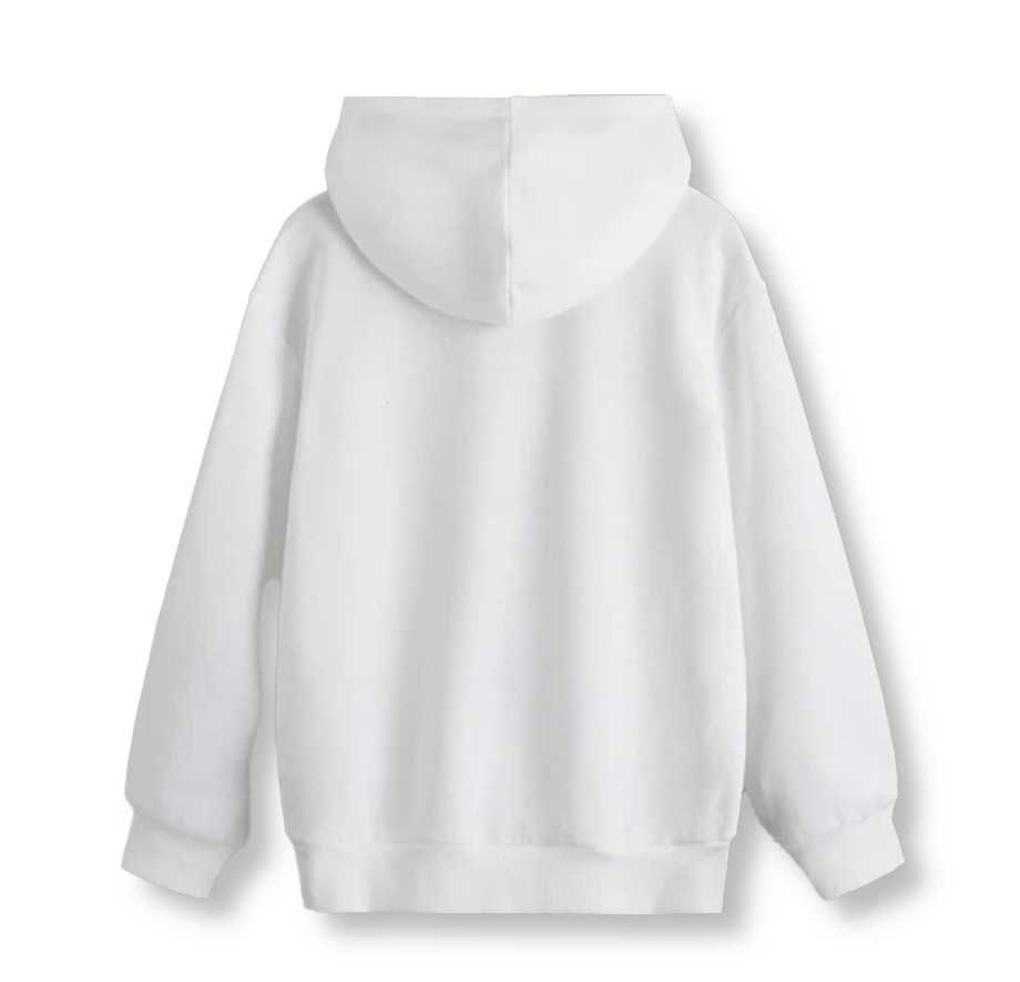 Camisola Com Capuz Sweatshirt Moletom Hoodie Branco