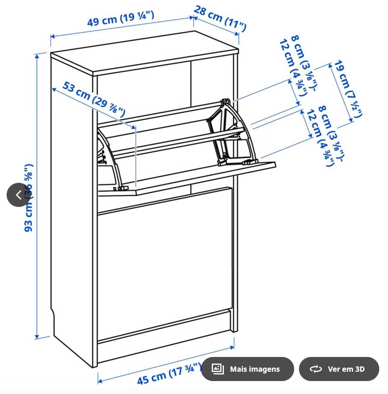4 Sapateiras Bissa c/2 comp., preto-castanho, 49x28x93cm - Ikea