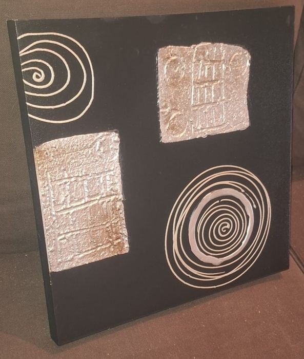 Quadro preto e prata 40x40