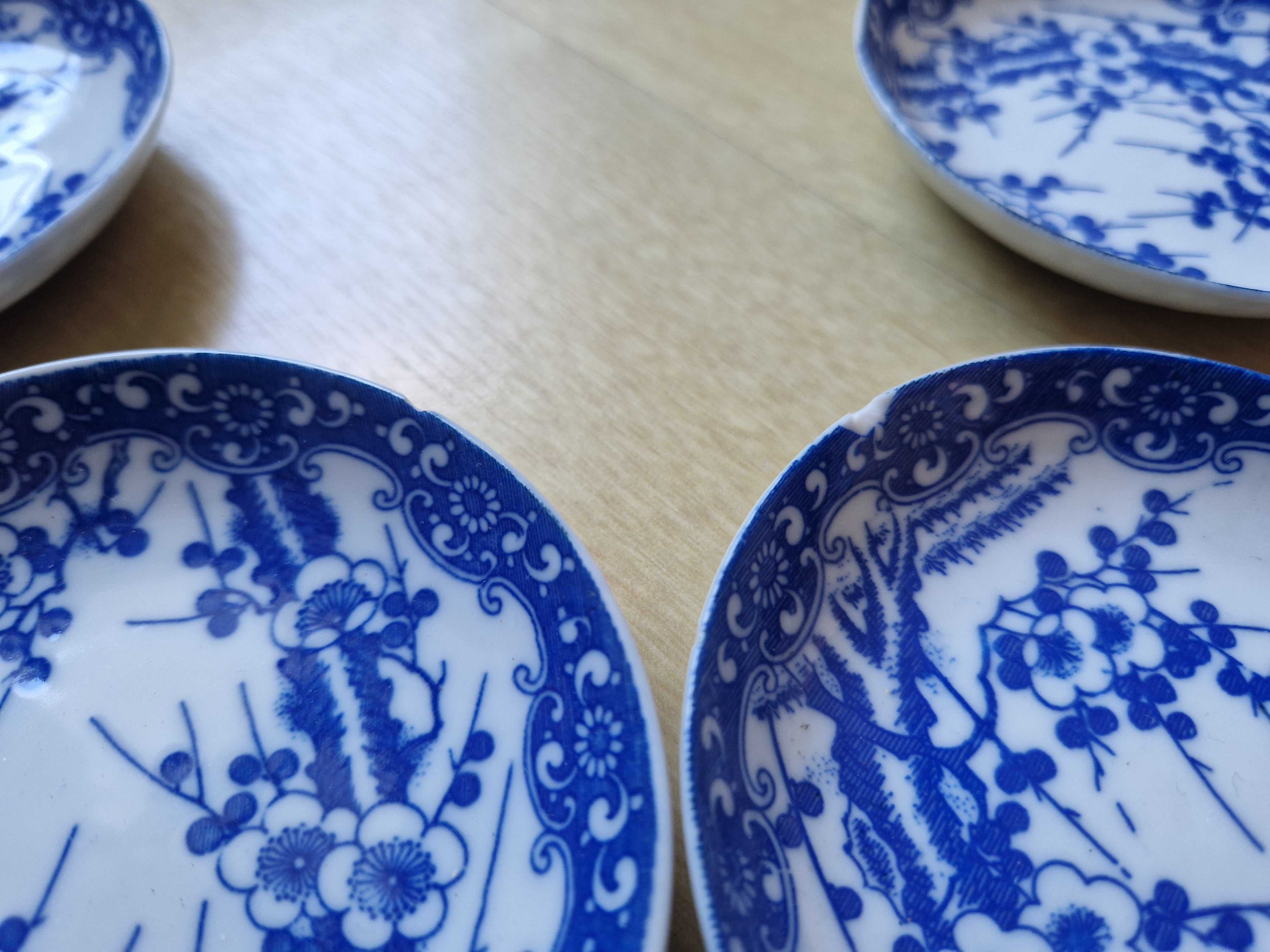 stara chińska porcelana ryżowa komplet 6x talerz 9cm ręcznie malowane