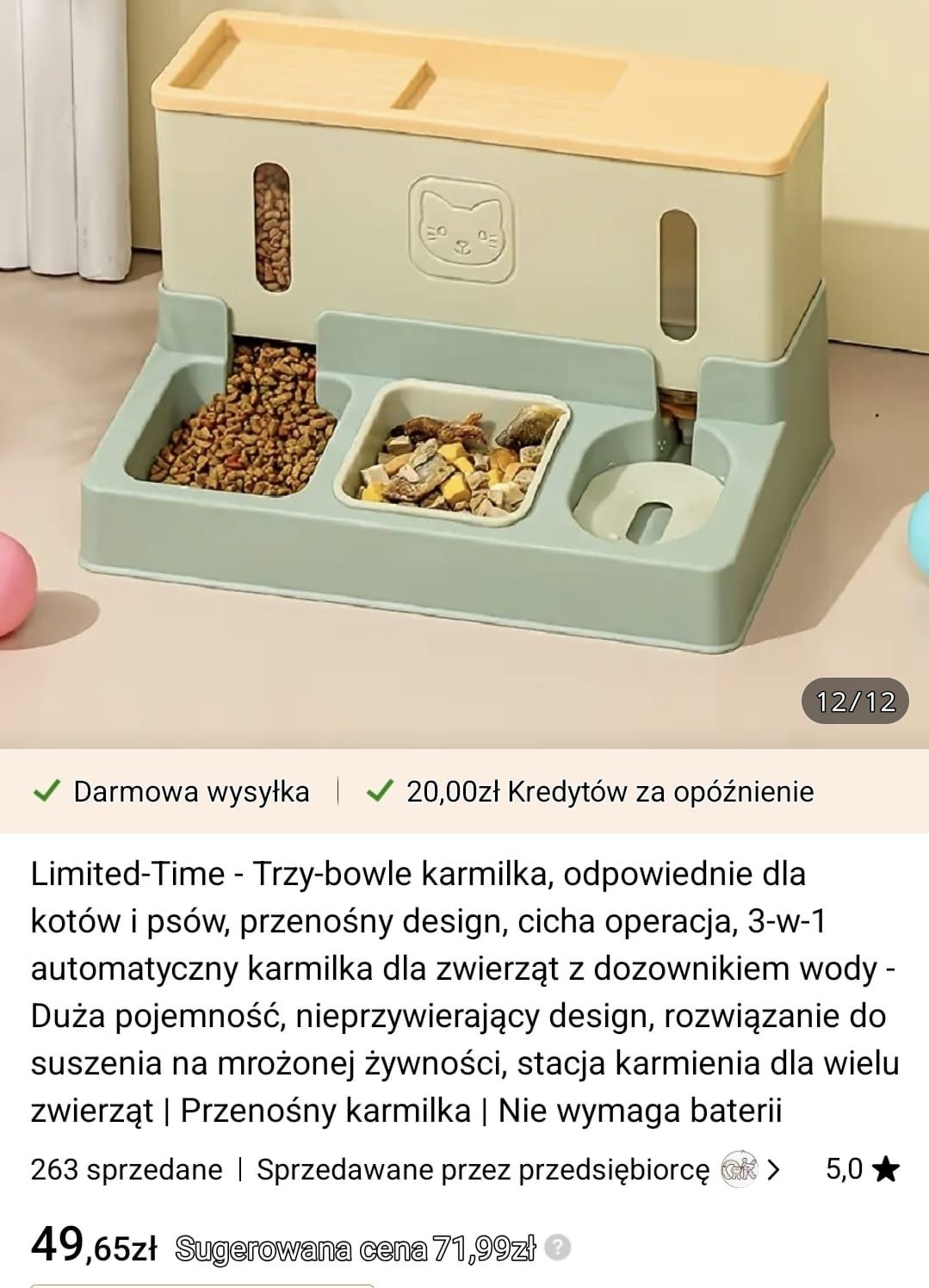 Karmik Automatyczny dozownik podajnik karmy zestaw dla kotów i psów