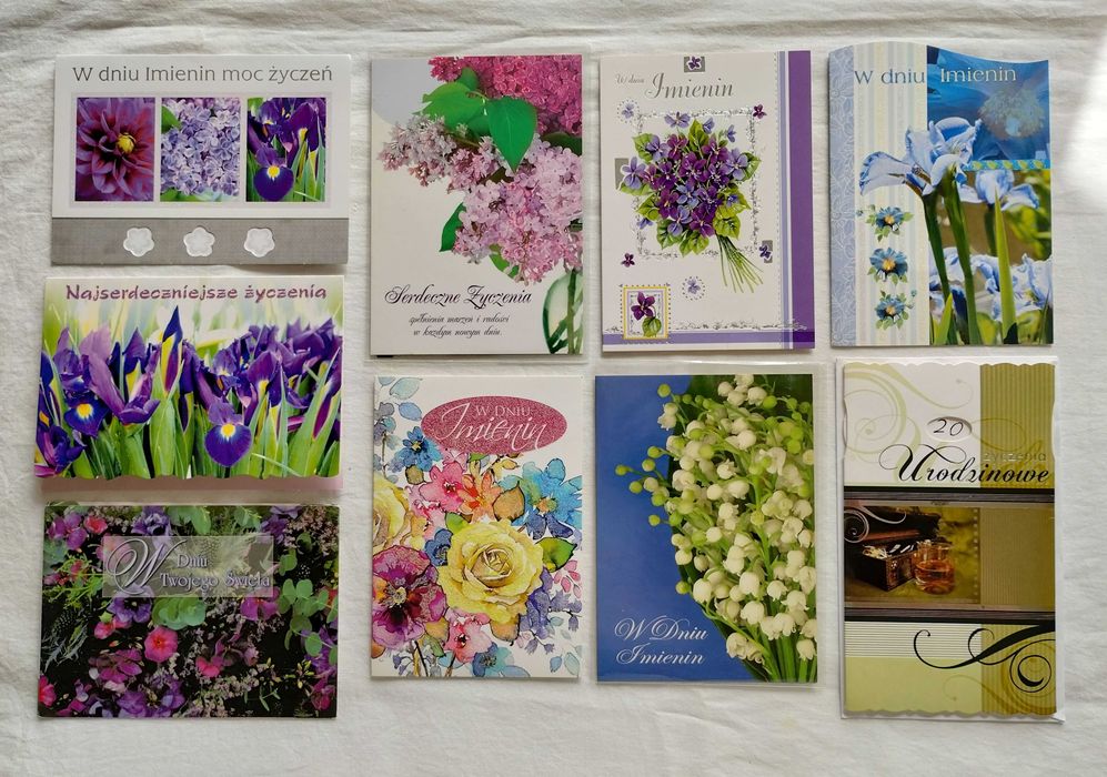 Kartki z okazji imienin i urodzin - zestaw 2