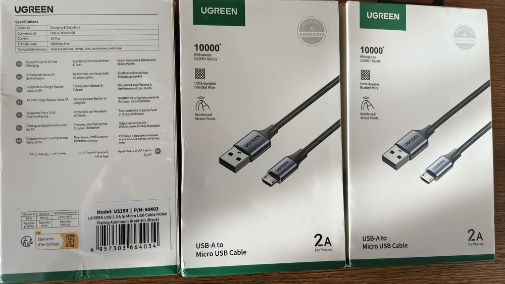 Кабель Type-C, Rocoren 60w, 100w, Кабелі UGREEN, USB, Micro-USB/Type C