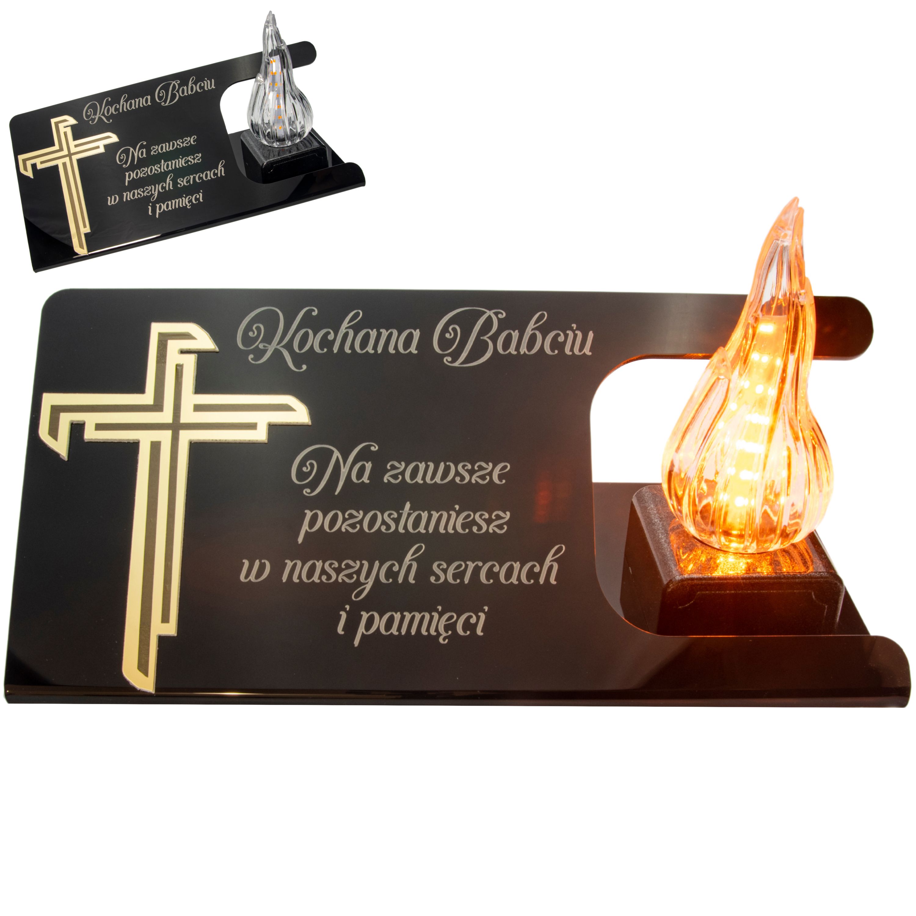 DEKORACJA na grób ZNICZ podstawka na cmentarz LAMPKA LED
