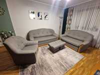 Komplet wypoczynku sofy plus fotel i pufy