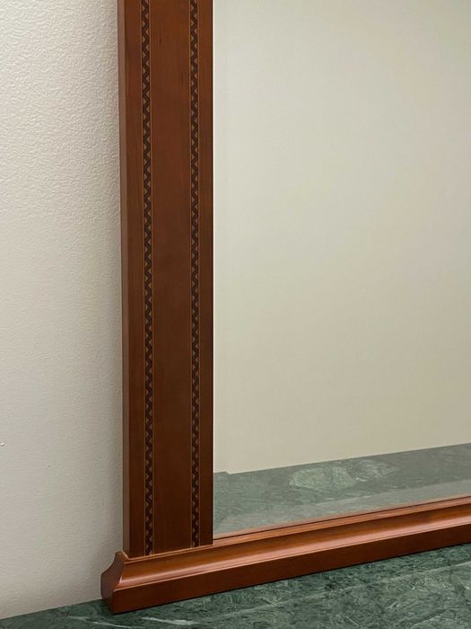 Consola em Cerejeira com pedra em Granito verde e espelho parede