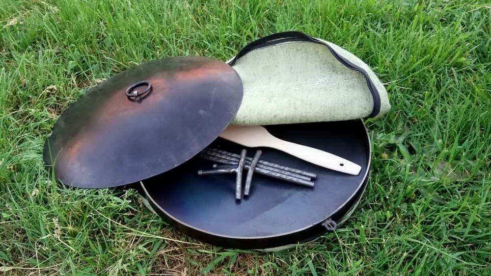 Жаровня сковорода из диска бороны 50 см с крышкою и чехлом мангал