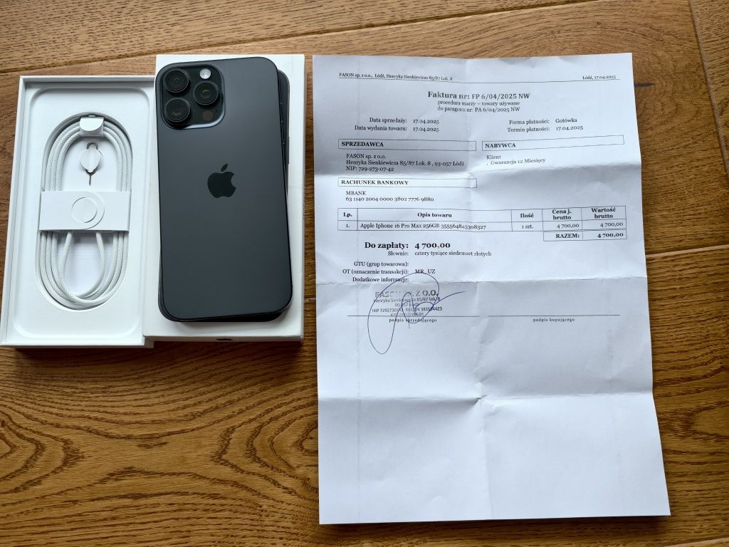 iPhone 16 Pro MAX 256 stan nowy bez rat