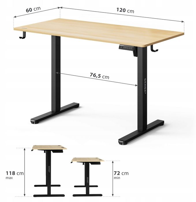 Компютерний стіл з електрорегулюванням висоти Sense7 Nojo LIGHT 120x60