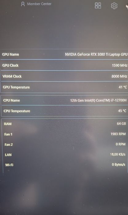 MSI GE76 Raider i7 12700H/64 RAM/512 SSD/ RTX 3080 Ti 16Gb