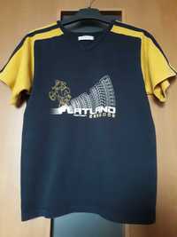 Bluzka t-shirt 146 czarna żółty krótki rękaw, rower, 10 - 11  lat