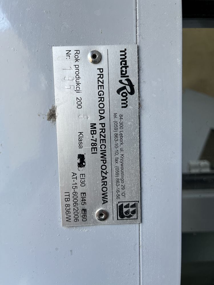 Drzwi przeciw pożarowe ppoż przeszklone EI30 173/233