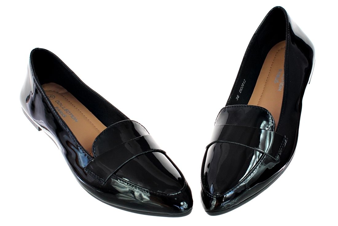 Rozmiar: 36 Baleriny Lakierki Czarne Eleganckie Buty Damskie 6356