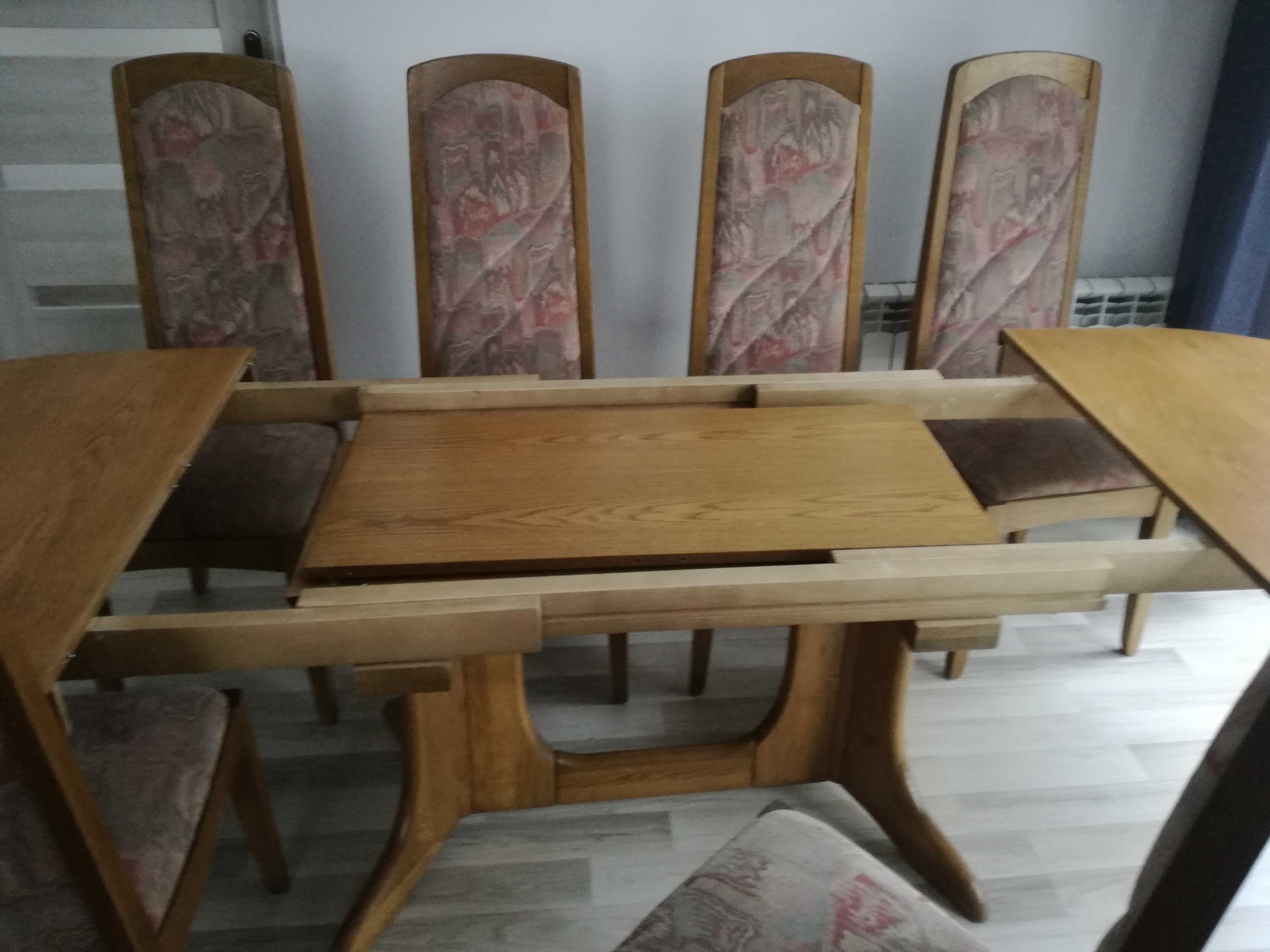 Zestaw dębowy - Stół + 6 krzeseł