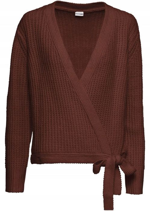 Bonprix ciepły brązowy sweter wiązany długi rękaw 40-42