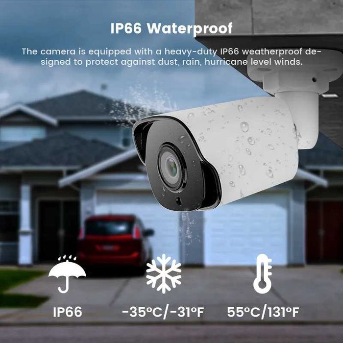 CCTV TUYA Sistema Vídeo Vigilância POE +4 Câmaras 4K 5MP (NOVO)