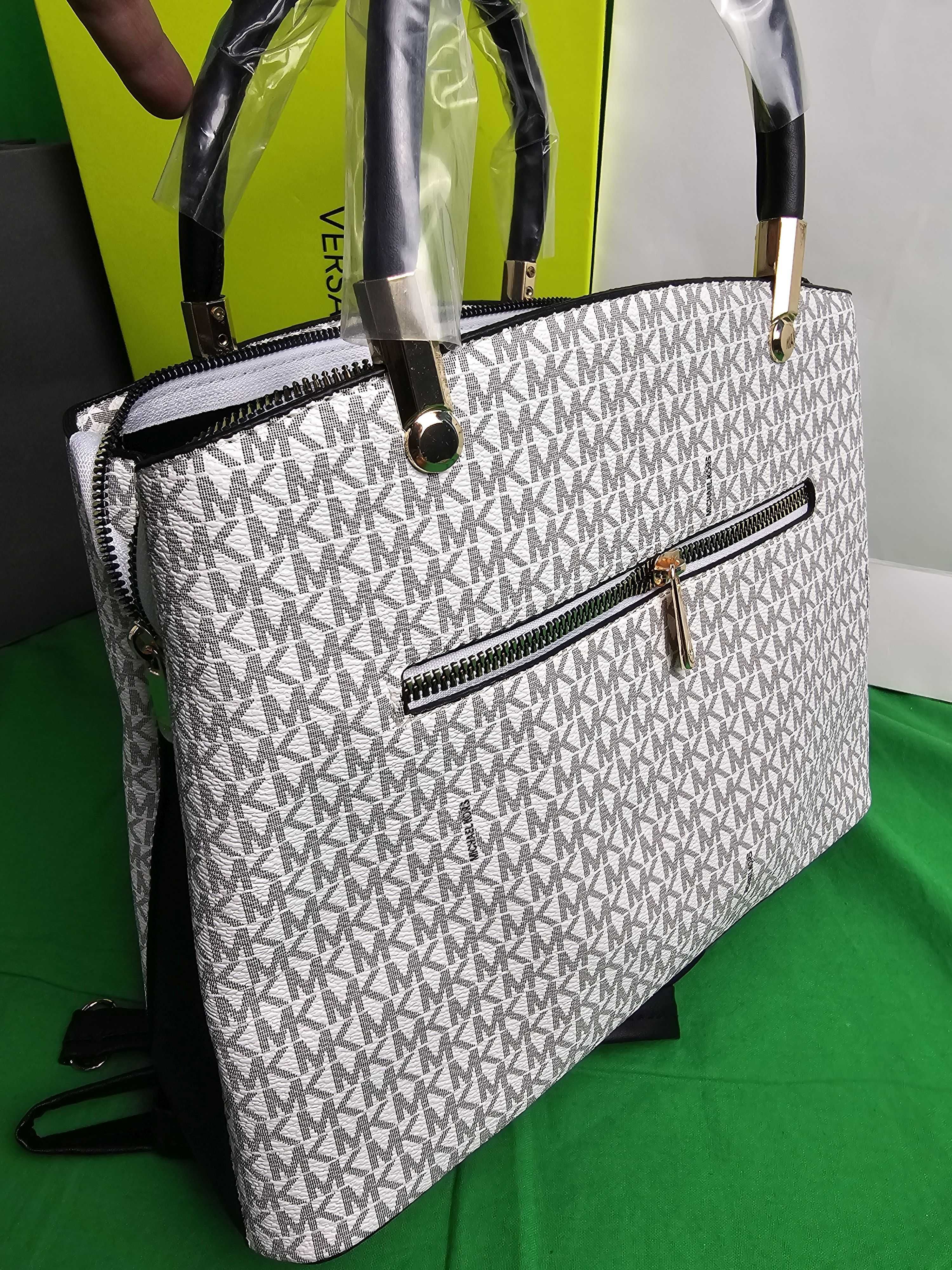 Torebka MK srednia Torba biala Michael Kors z dlugimi raczkami pasek