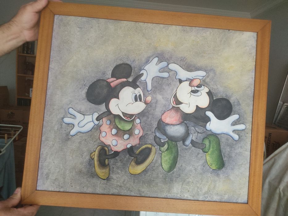 Quadro a óleo do Mickey e da Minnie