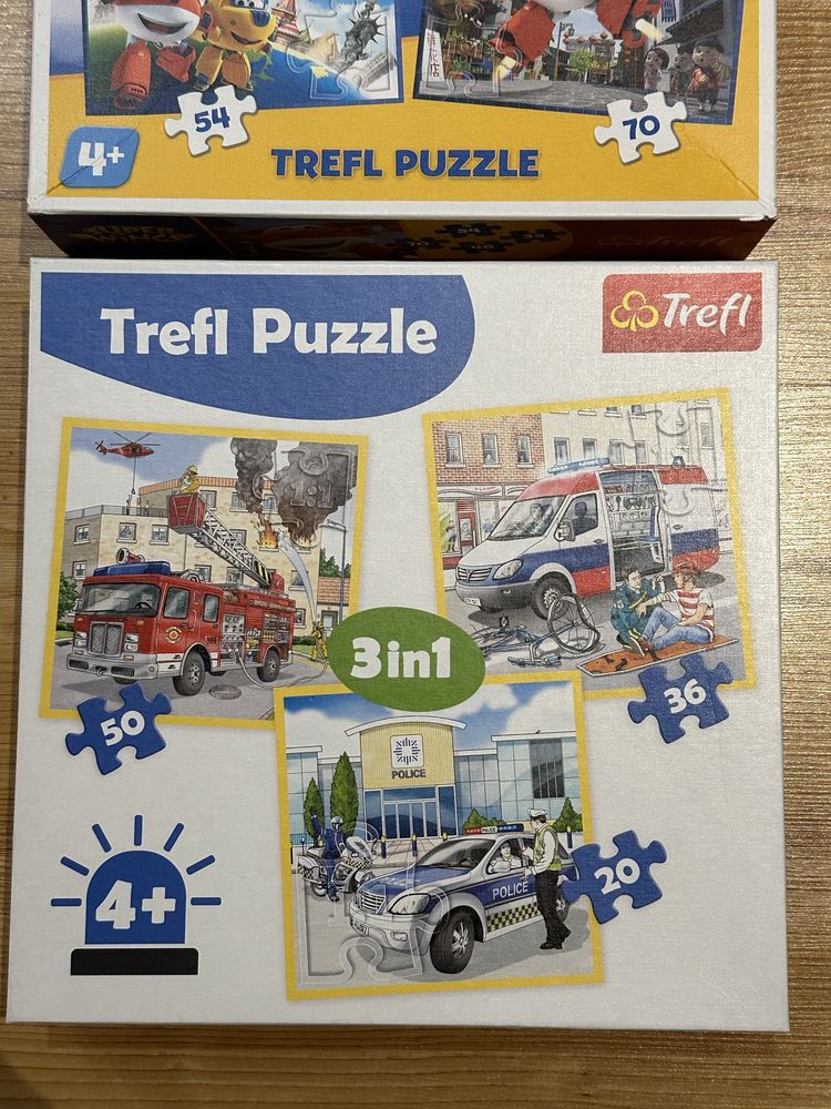 Puzzle Trefl 4+ pojazdy ratunkowe i Super Wings.