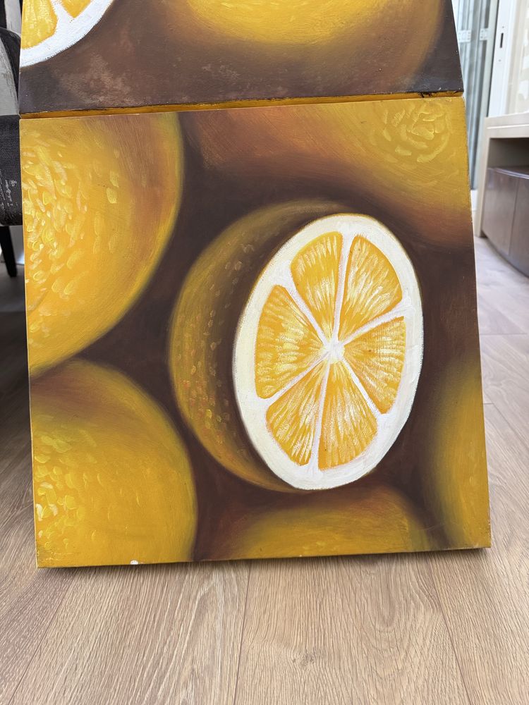 Telas pintadas com laranjas 100x100cm