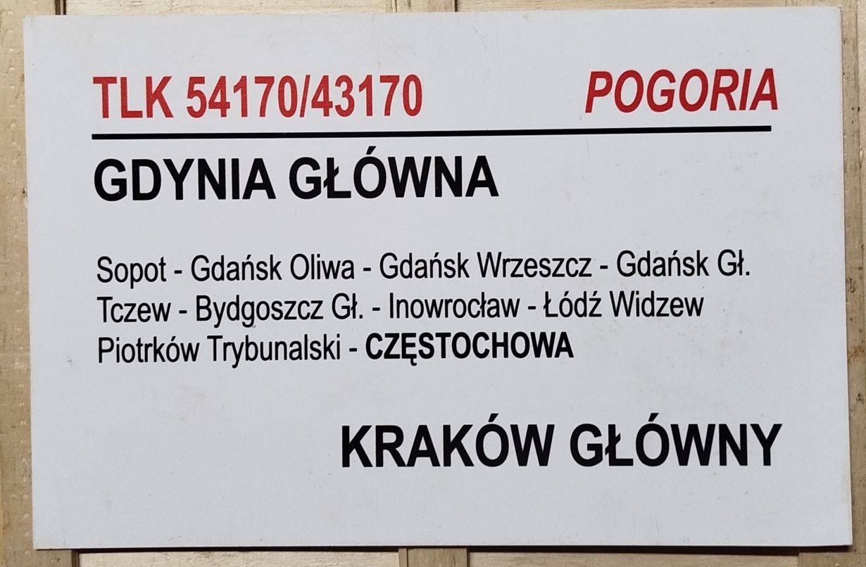 Tablica kierunkowa TLK Pogoria