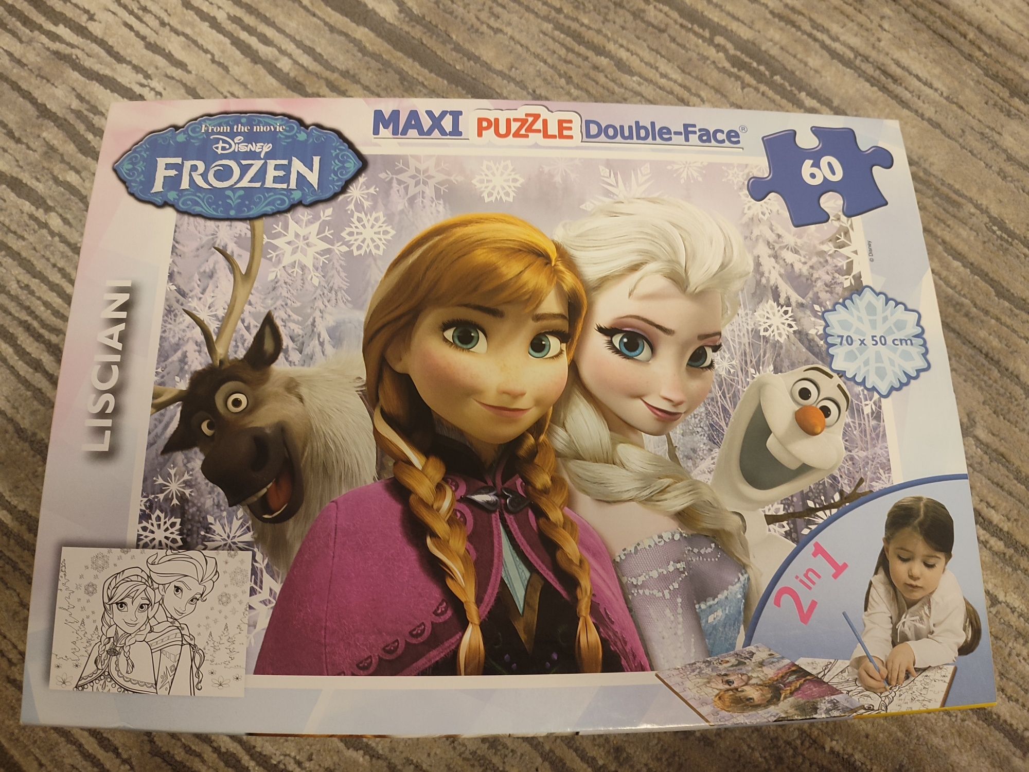 Maxi Puzzle dwustronne Frozen, Kraina Lodu  60 elentow