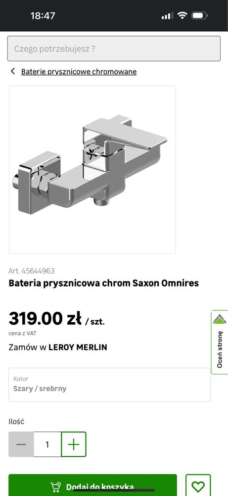 Bateria prysznicowa  chrom Saxon Omnires