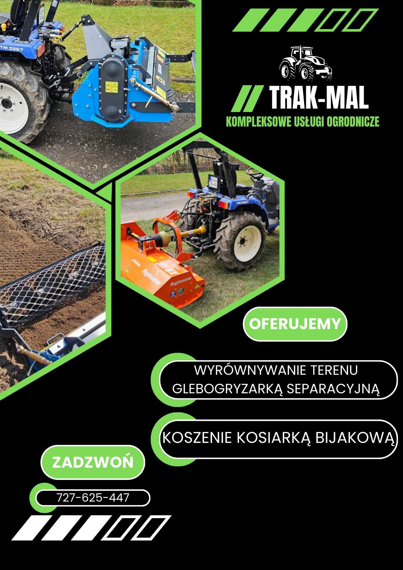 TRAK-MAL  kompleksowe usługi Koszenie trawy, Glebogryzarka separacyjna
