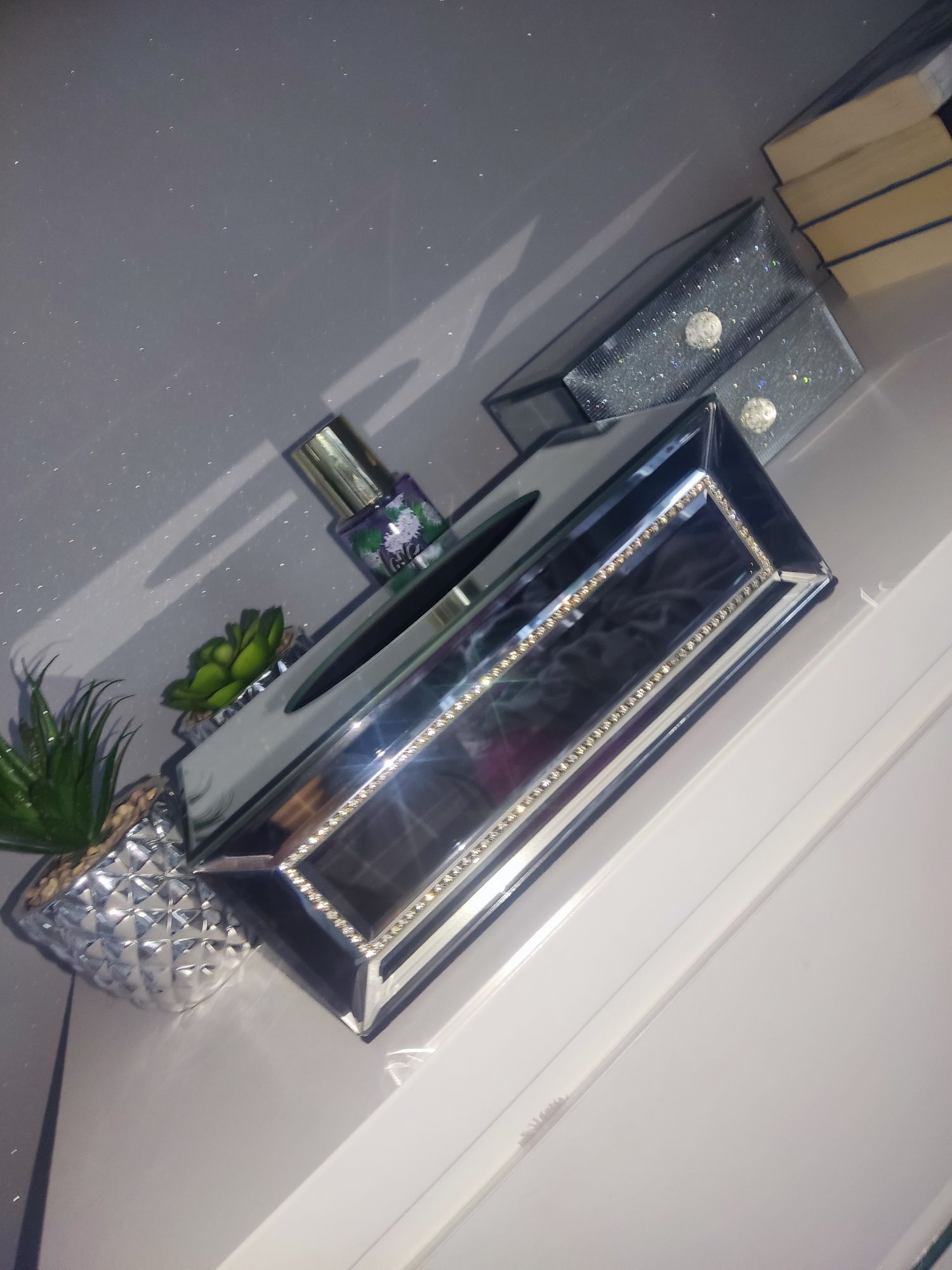 Chustecznik lustrzany z błyszczącymi cyrkoniami Glamour elegancki duży