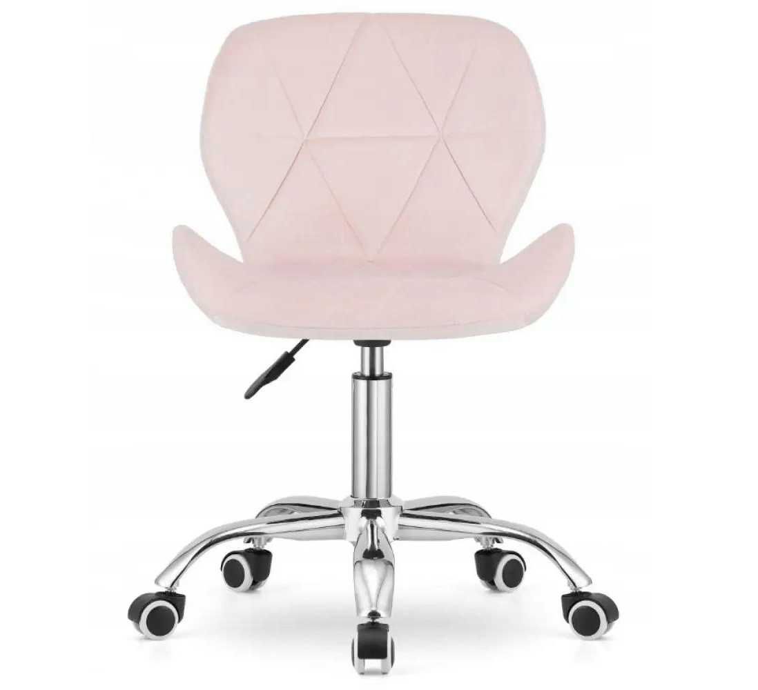 Розовое кресло велюр на колесиках офисное компьютерное Demure стул
