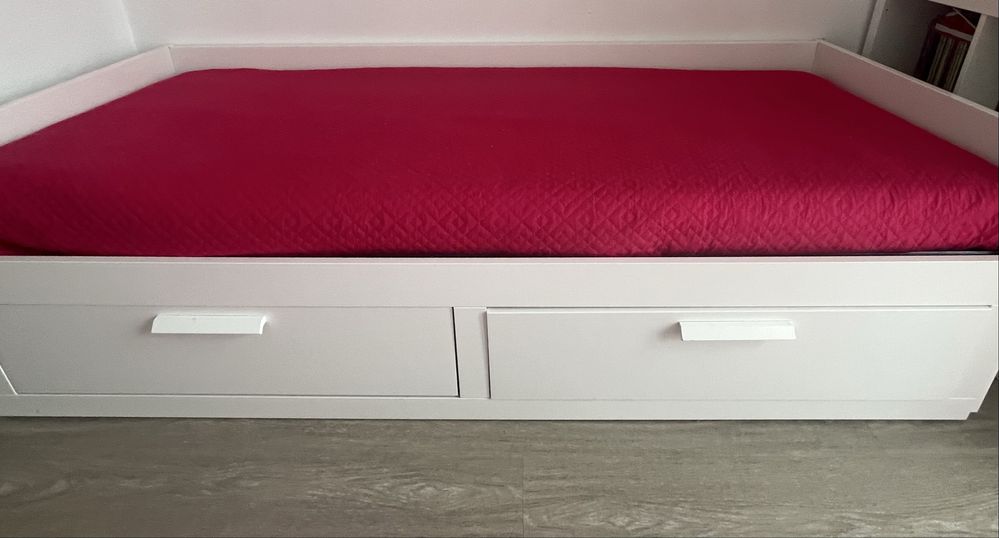 BRIMNES Cama Ikea indiv/dupla c/2 gav, branco