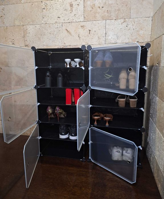 N O W A 2 sztuki Loft lekka modułowa czarna szafka na buty regał półki
