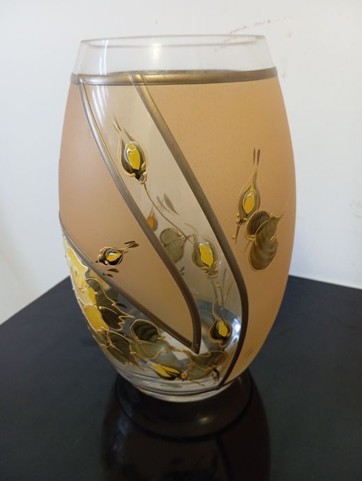 Wazon Apex szklany z witrażem. Nowy.