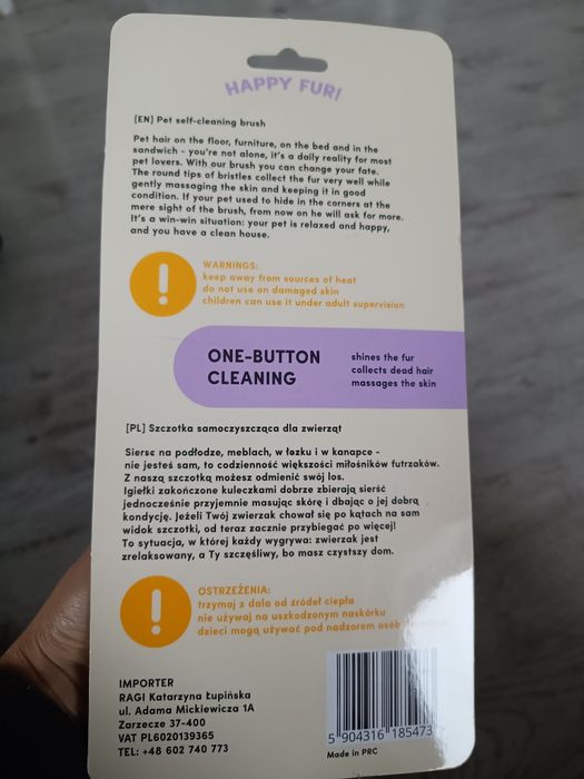 Szczotka samoczyszcząca dla zwierząt