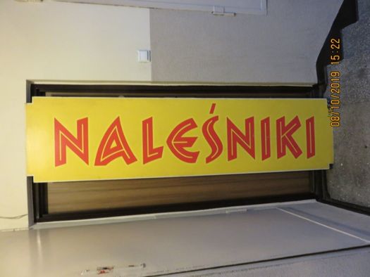 Szyld Baner reklamowy NALEŚNIKI -B.Lekki 210cm/52cm -alumn. Dwustronny